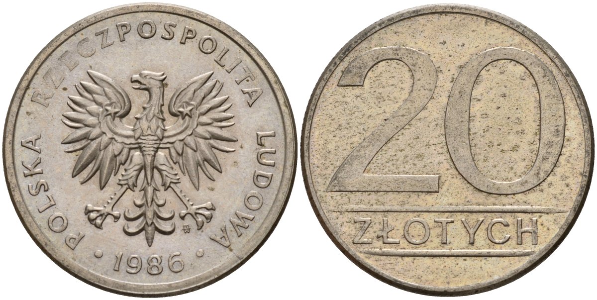 Польша 20 злотых 1986 MW Y 153.1 медно-никель 4187-643
