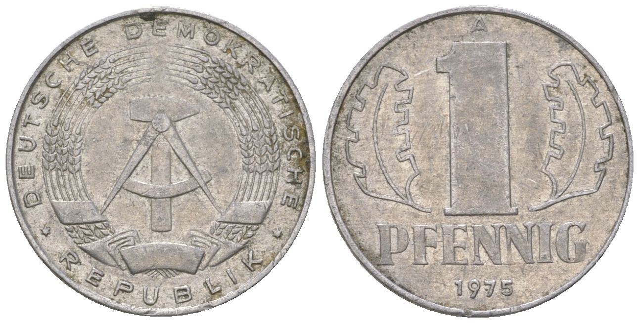 ГДР 1 пфенниг 1975 А KM 8.1 алюминий 4615-1249