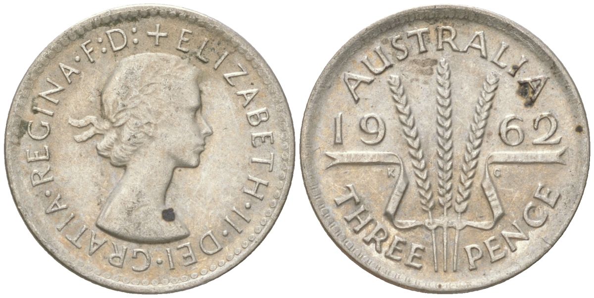 Австралия 3 пенса 1962 Елизавета II (1952-2022) KM 57 серебро 4623-115