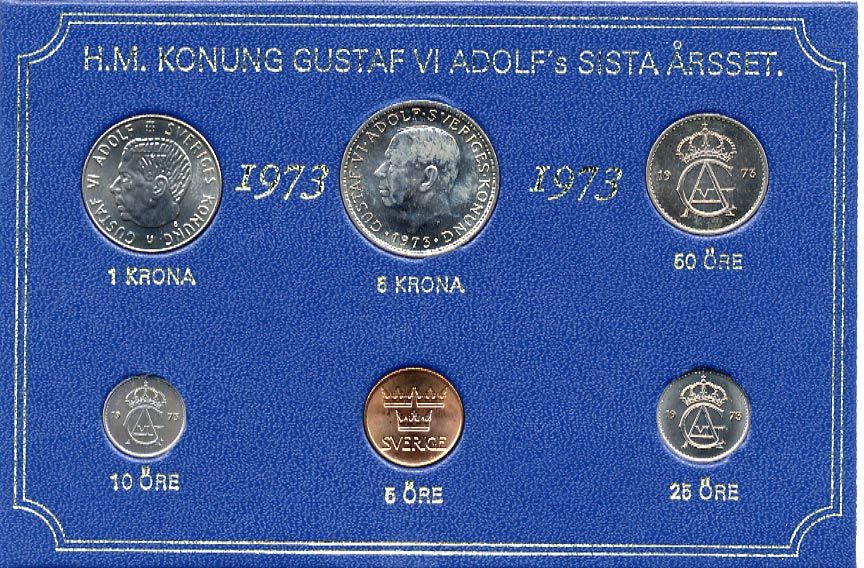 ШВЕЦИЯ НАБОР ИЗ 6 МОНЕТ 1973 04-062-211