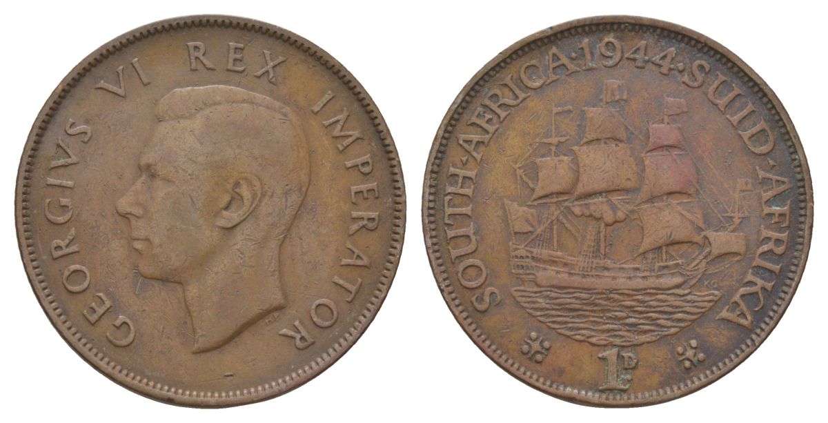 ЮАР 1 пенни 1944 KM 25 бронза 11-230-33