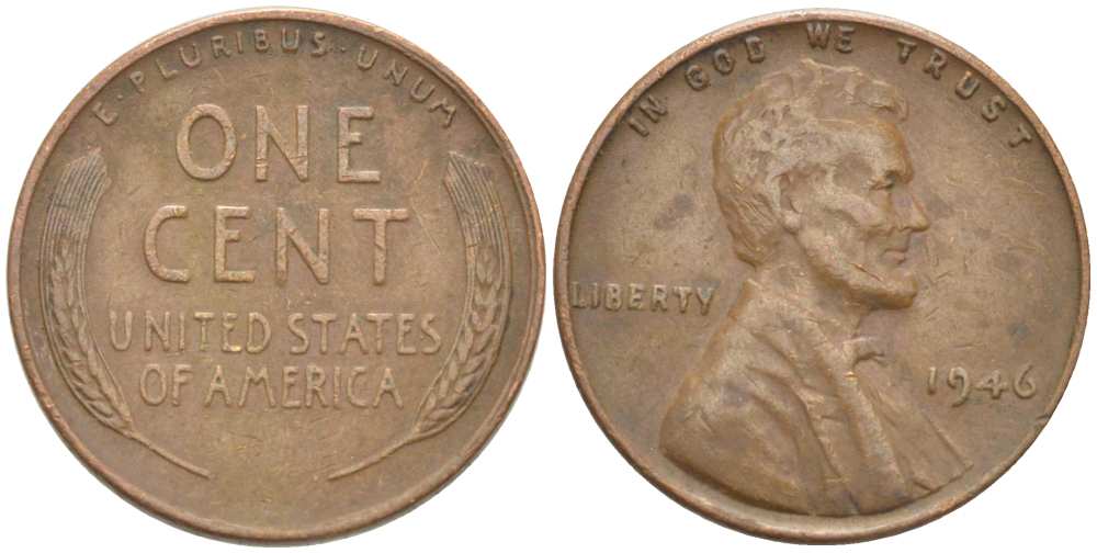 США 1 ЦЕНТ 1946 ЛИНКОЛЬН KM А132 медь цинк 218-469