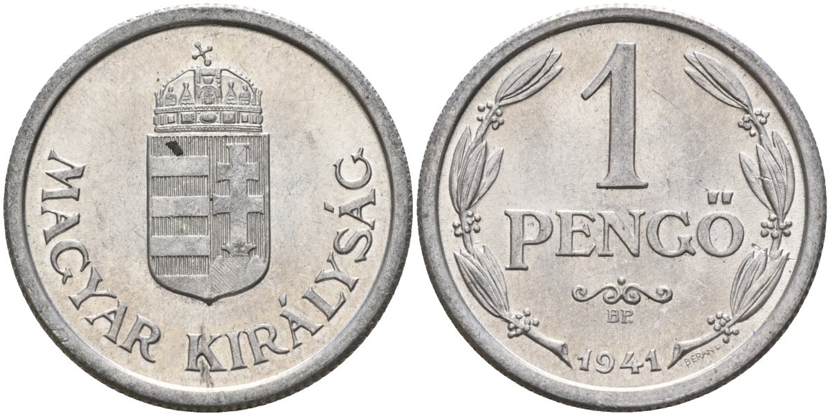 Венгрия 1 пенге 1941 ВР, регентство (1926-1945) KM 521 алюминий 4150-716