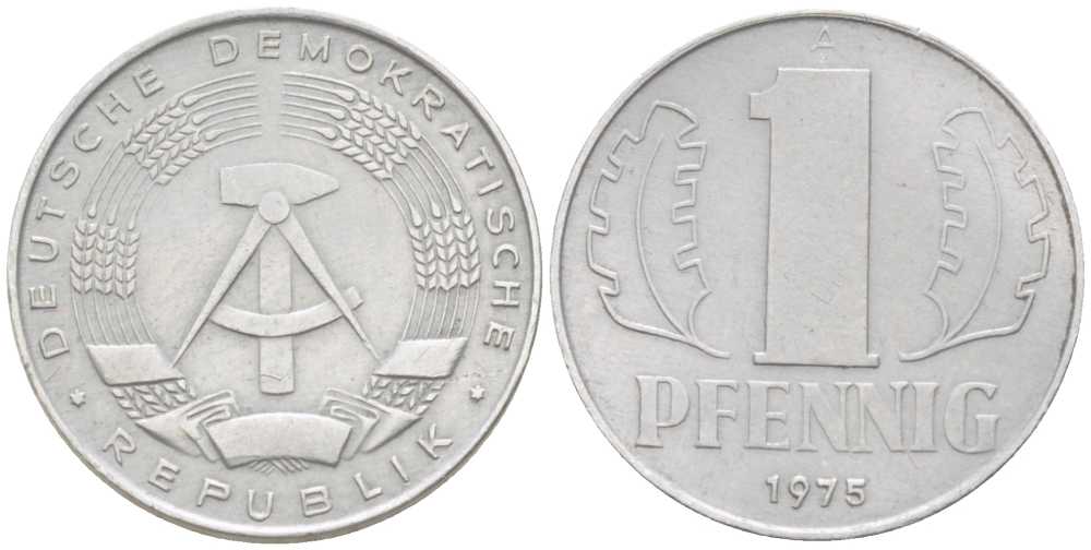 ГДР 1 ПФЕННИГ 1975 А KM 8.1 алюминий 206-1133