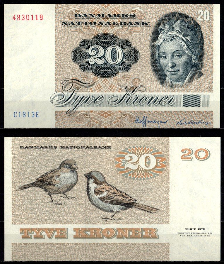 Дания 20 крон 1981 Pick 49 c (1) бумага UNC (пресс) 2198-13-1-1