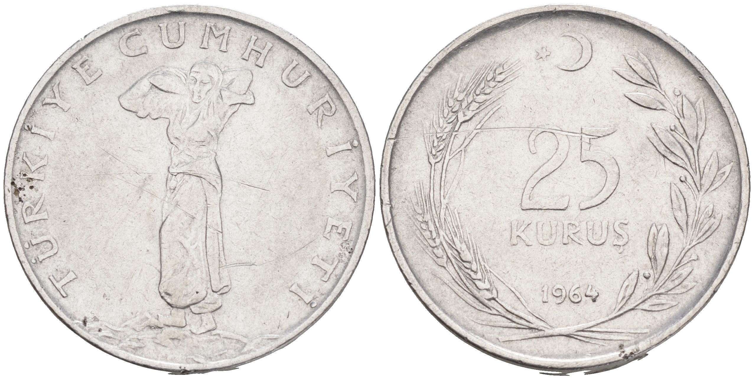 ТУРЦИЯ 25 КУРУШЕЙ 1964 KM 892.2 сталь 4561-617