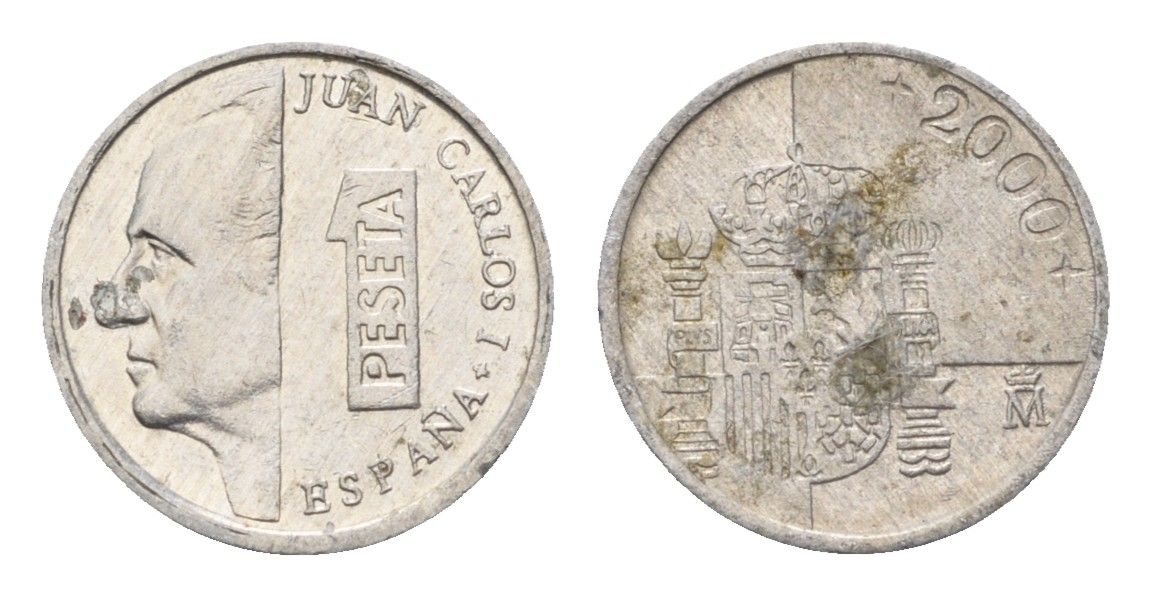 Испания 1 песета 2000 M, Хуан Карлос I (1975-2014) KM 832 алюминий 4684-1112