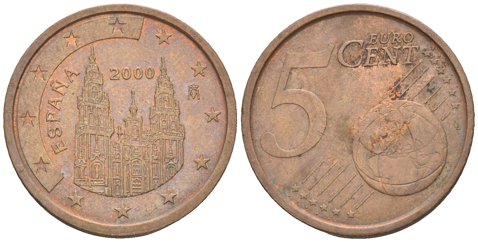 Испания 5 евроцентов 2000 KM 1042 сталь плакированная медью 60-641