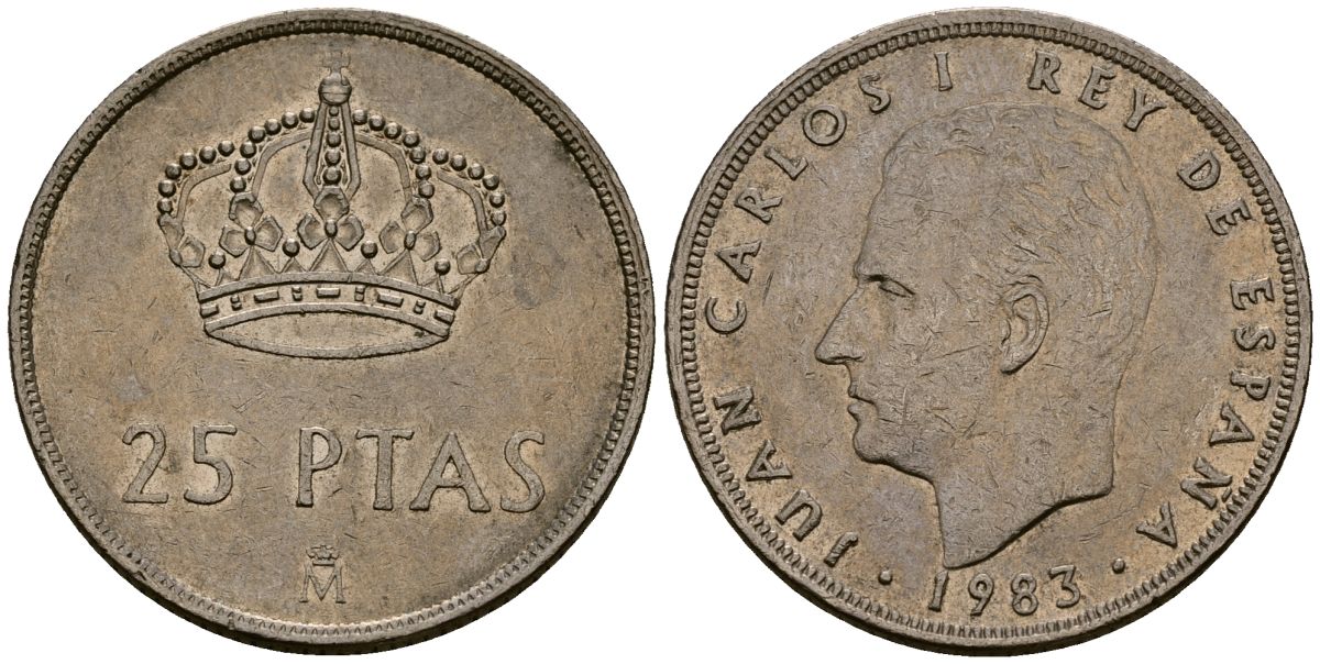 Испания 25 песет 1983 Хуан Карлос I (1975-2014) KM 824 медно-никель 4165-1021