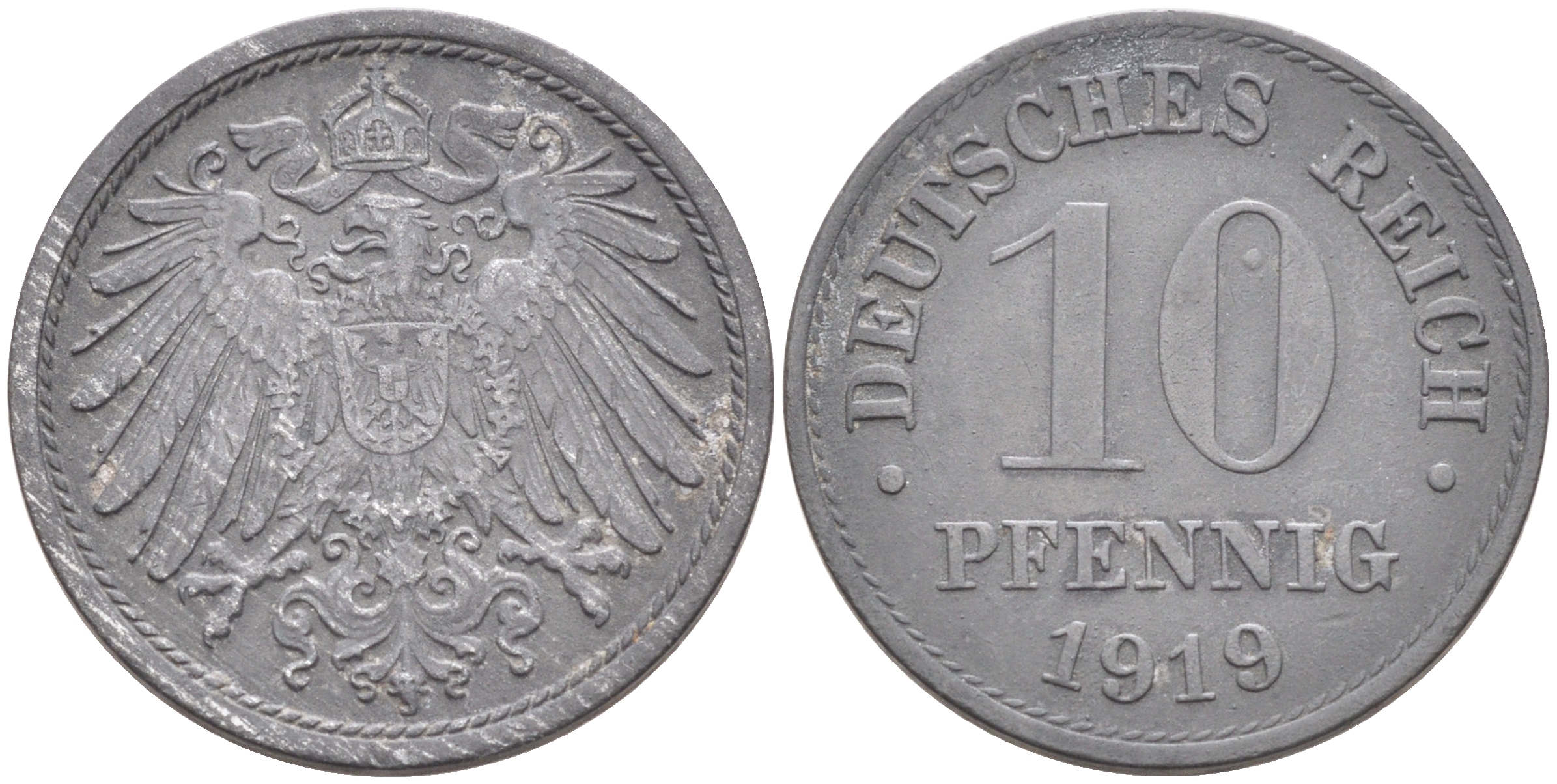ГЕРМАНИЯ 10 ПФЕННИГОВ 1919 KM 26, J. 299 цинк 4589-211