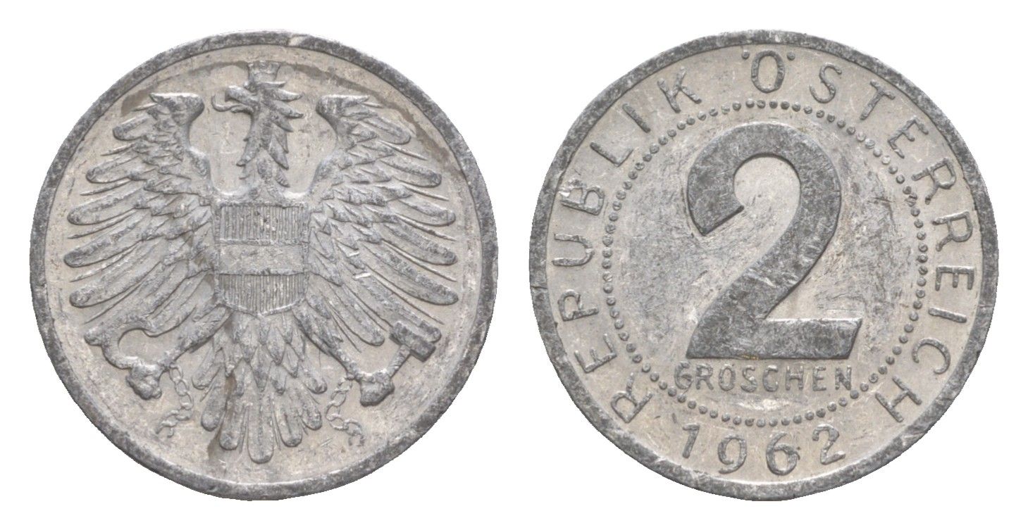 Австрия 2 гроша 1962 KM 2876 алюминий 4564-669