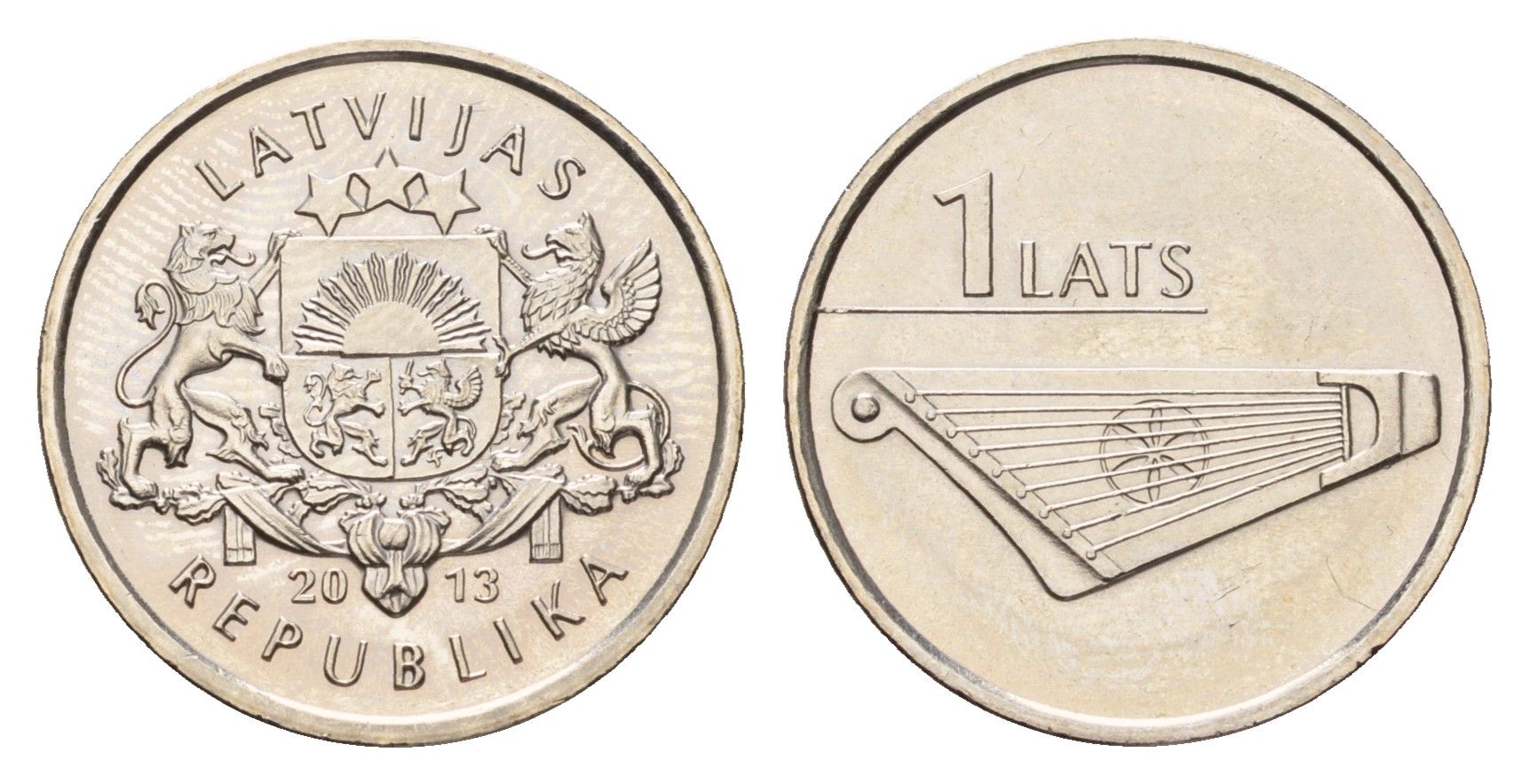 Латвия 1 лат 2013 Кокле KM 142 медно-никель UNC 4679-414