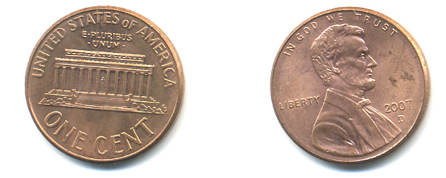 США 1 ЦЕНТ 2007 D ЛИНКОЛЬН KM 201b цинк плакированный медью 86-524