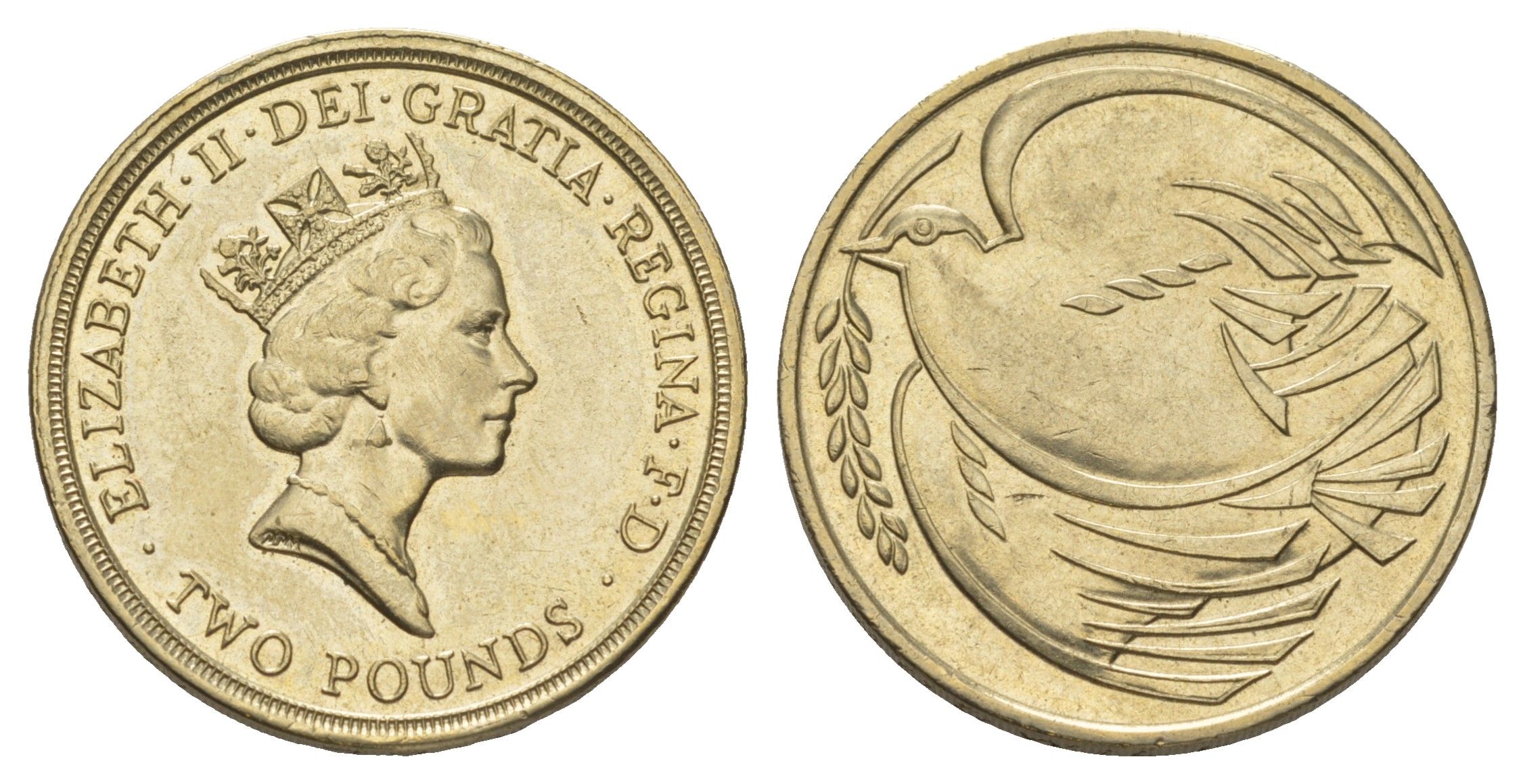 Великобритания 2 фунта 1995 50 лет победе во Второй Мировой Войне KM 970, Spink 4315 (K5) никель латунь aUNC 4179-126