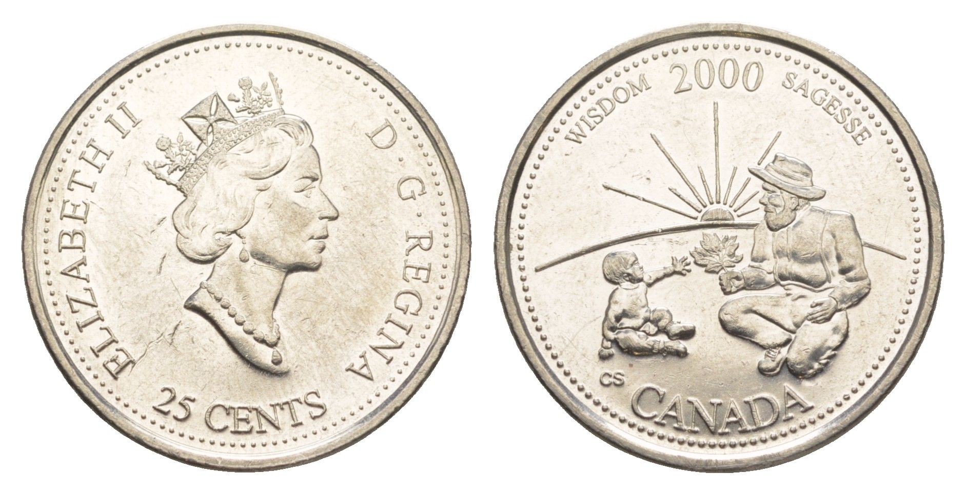 Канада 25 центов 2000 Миллениум - Мудрость KM 378 сталь плакированная никелем aUNC 4637-932