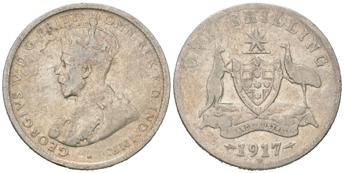Австралия 1 шиллинг 1917 M, Георг V (1910-1936) KM 26 серебро 4364-3136