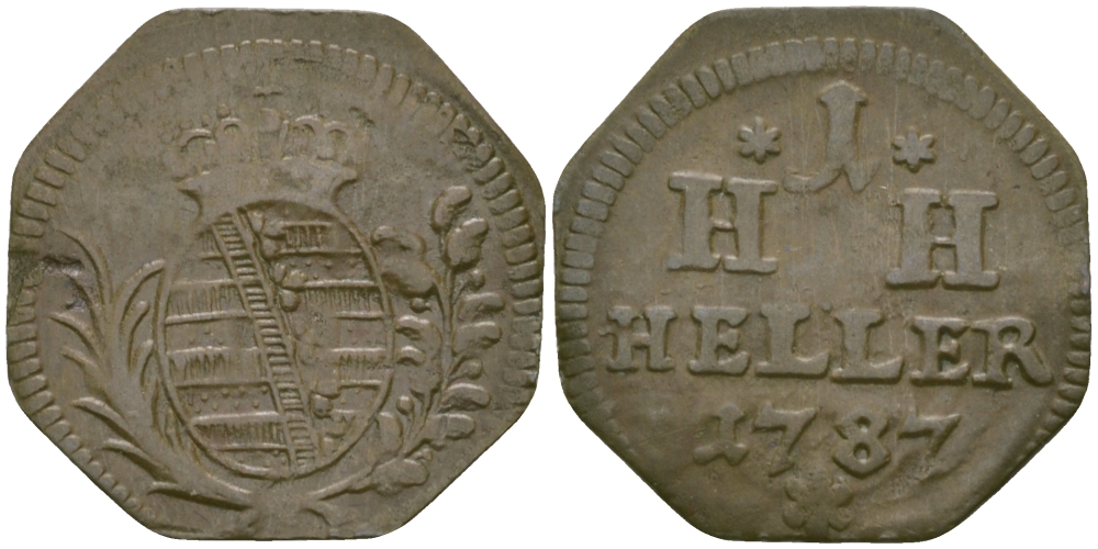 Саксен-Гильдбурггаузен 1 геллер 1787 KM 118 медь 99-756