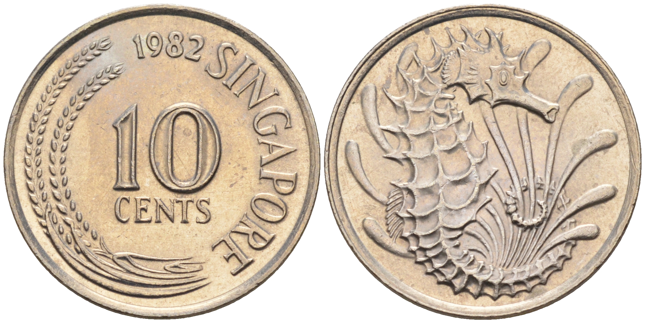 Сингапур 10 центов 1982  KM 3 медно-никель  UNC  4594-1064