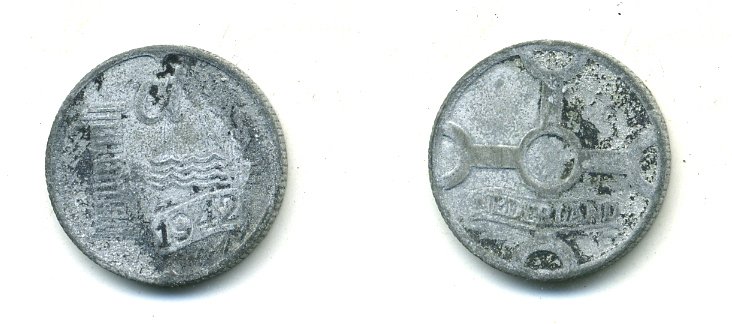 НИДЕРЛАНДЫ 1 ЦЕНТ 1942 ВИЛЬГЕЛЬМИНА (1890-1948) KM 170 цинк 35-1329