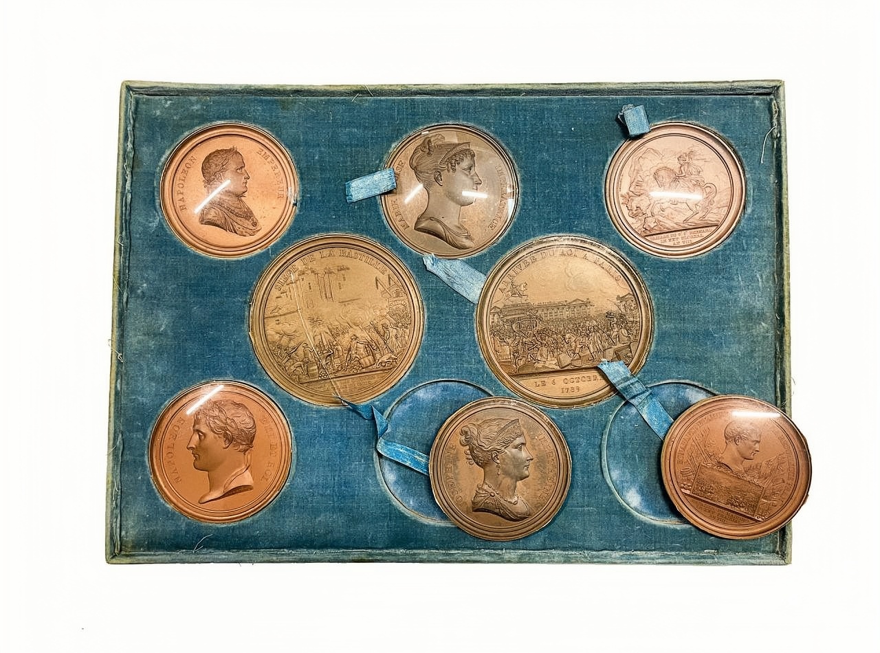 Набор бронзовых французских медалей и медальонов 1810 года. Оригинальный комплект. 0-0-00