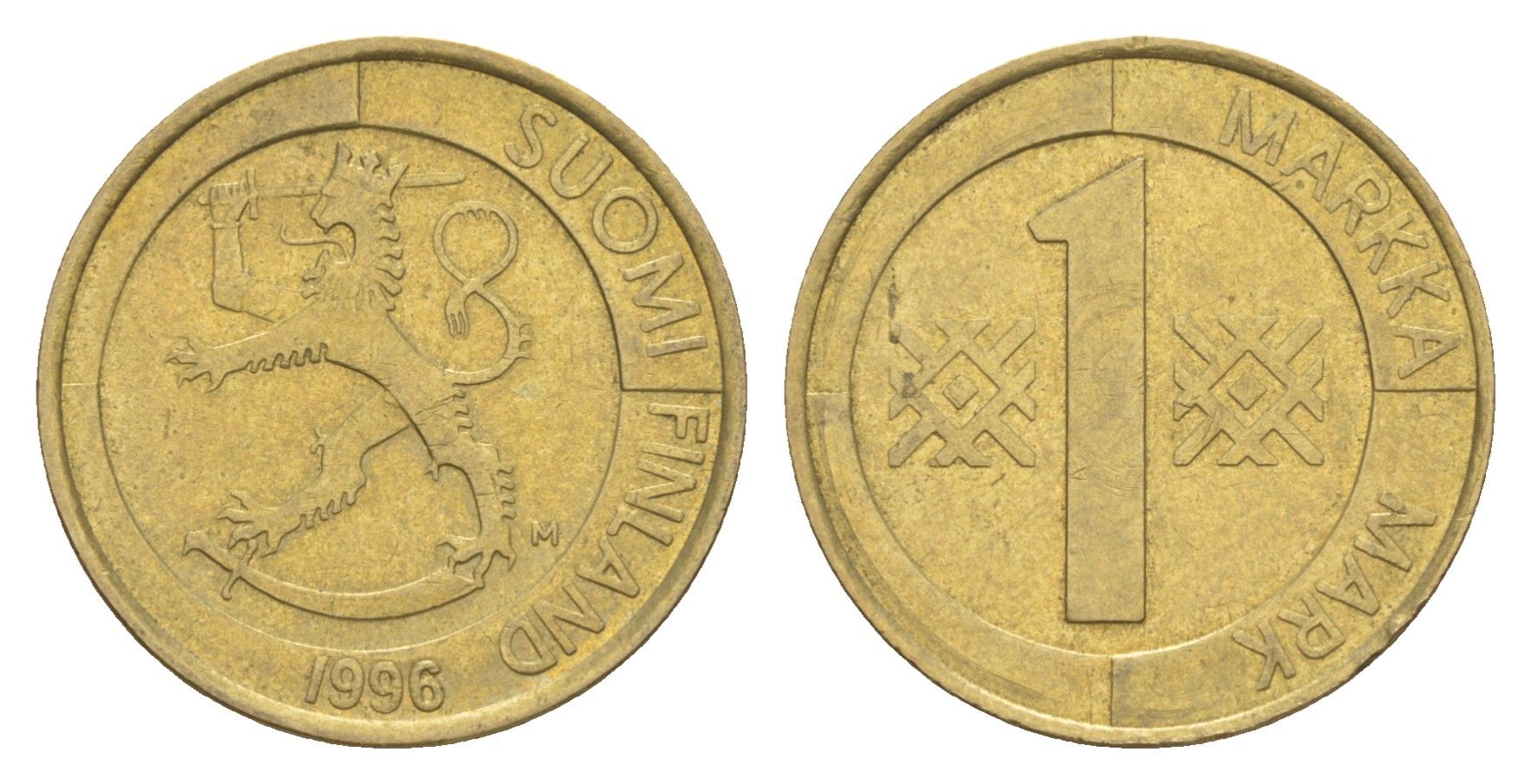 Финляндия 1 марка 1996 KM 76 алюминиевая бронза 4648-614