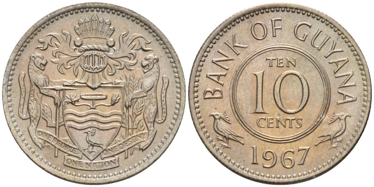Гайана 10 центов 1967 KM 33 медно-никель 4154-143