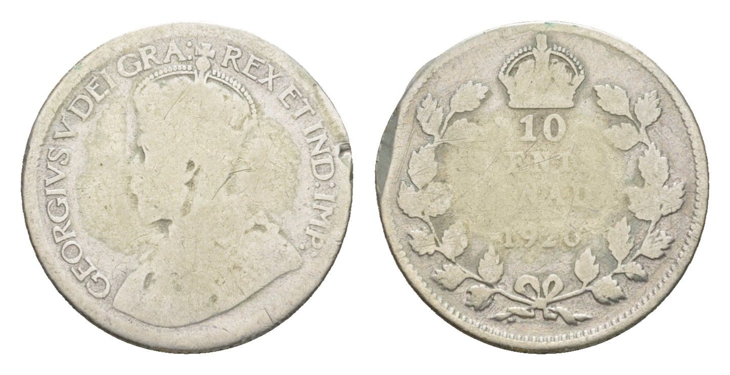 Канада 10 центов 1920 Георг V (1910-1936) KM 23a серебро 4636-122