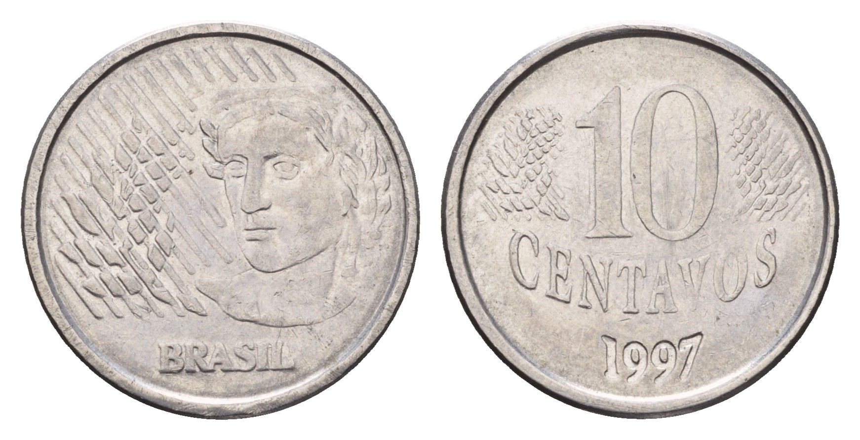 Бразилия 10 сентаво 1997 KM 633 нержавеющая сталь 4686-714
