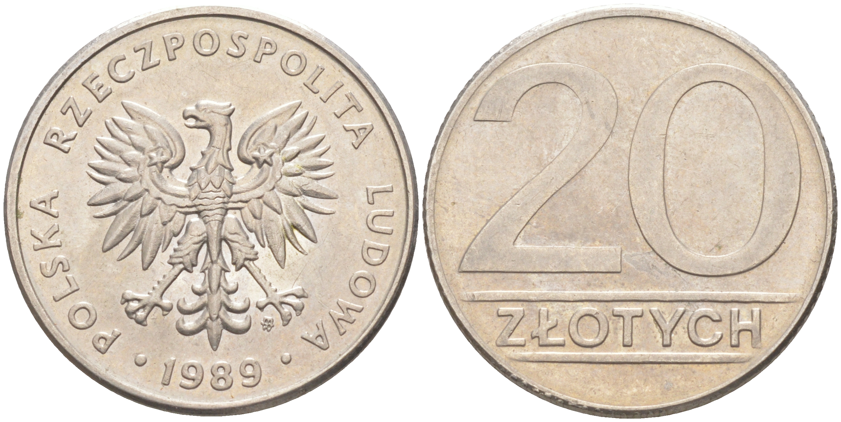 ПОЛЬША 20 ЗЛОТЫХ 1989 MW KM 153.2 медно-никель 106-656