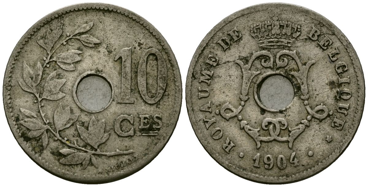 Бельгия 10 сантимов 1904 Belgique KM 52 медно-никель 4172-753
