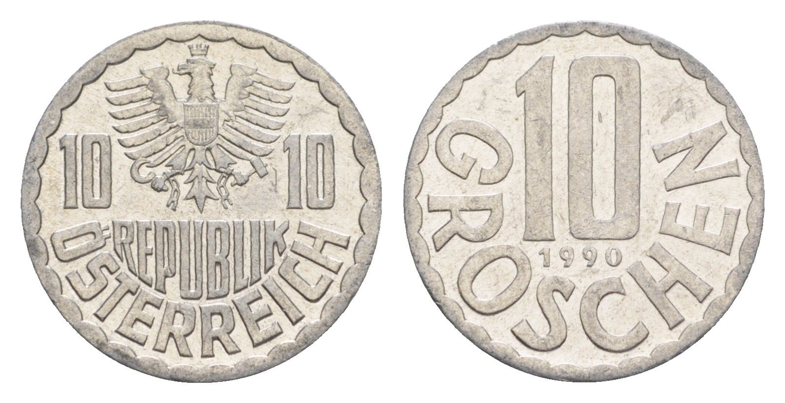 Австрия 10 грошей 1990 KM 2878 алюминий 4147-621