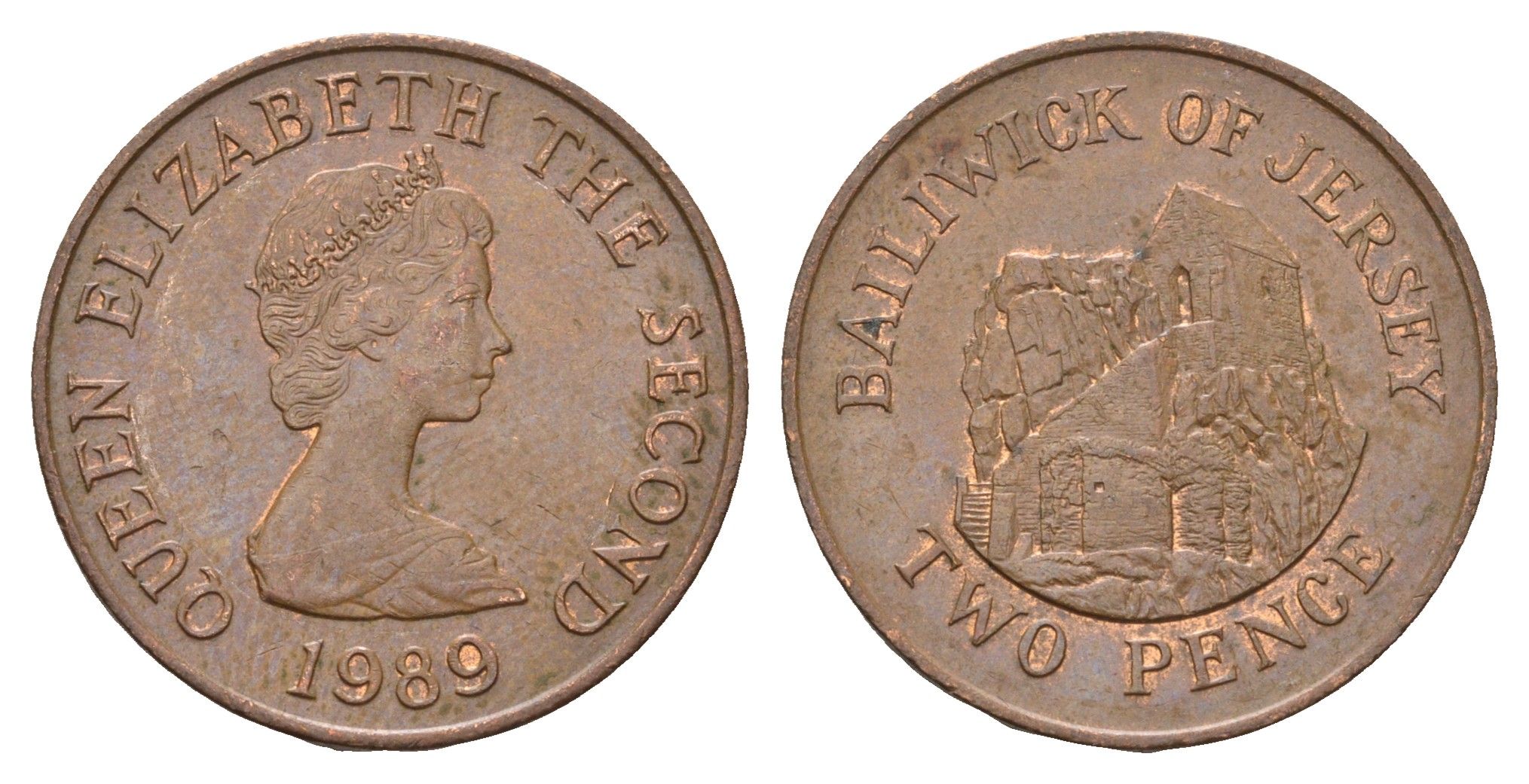 Джерси 2 пенса 1989 Елизавета II (1952-2022), Сент-Хелиер KM 55 бронза 4595-1135