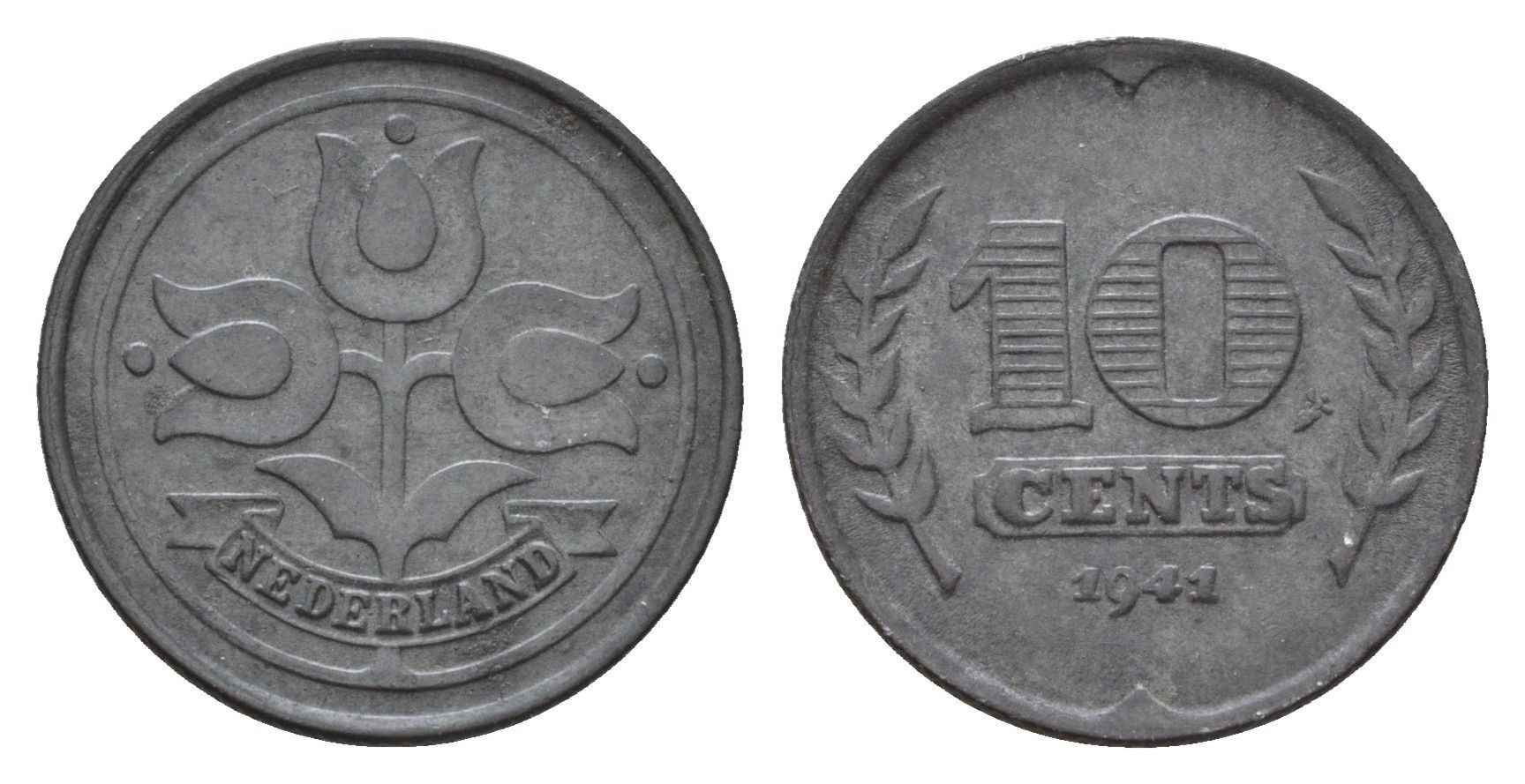 Нидерланды 10 центов 1941 Вильгельмина (1890-1948) KM 173 цинк 3996-721