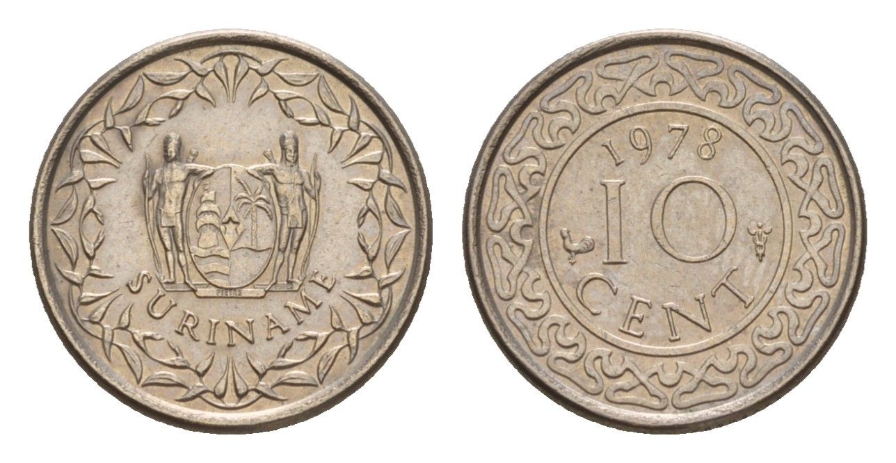 Суринам 10 центов 1978 KM 13 медно-никель 4649-969