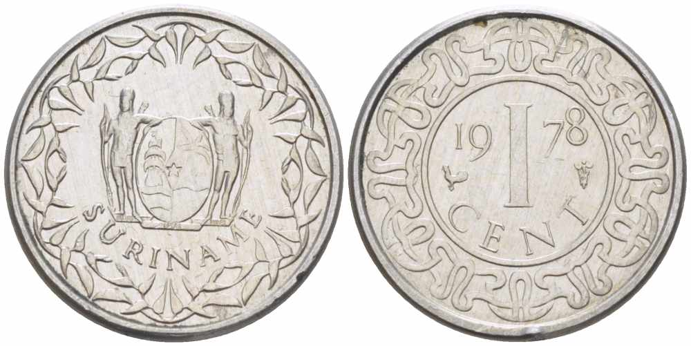 Суринам 1 цент 1978 KM 11а алюминий 28-254