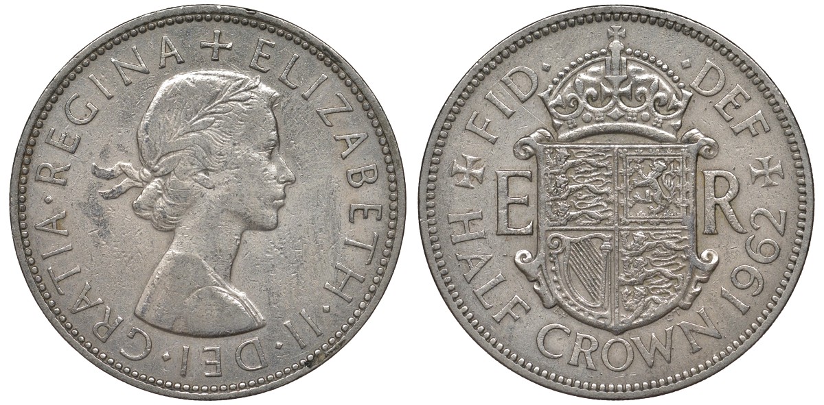 Великобритания 1/2 кроны 1962 Елизавета II (1952-2022) KM 907, Spink 4145 медно-никель 4131-641