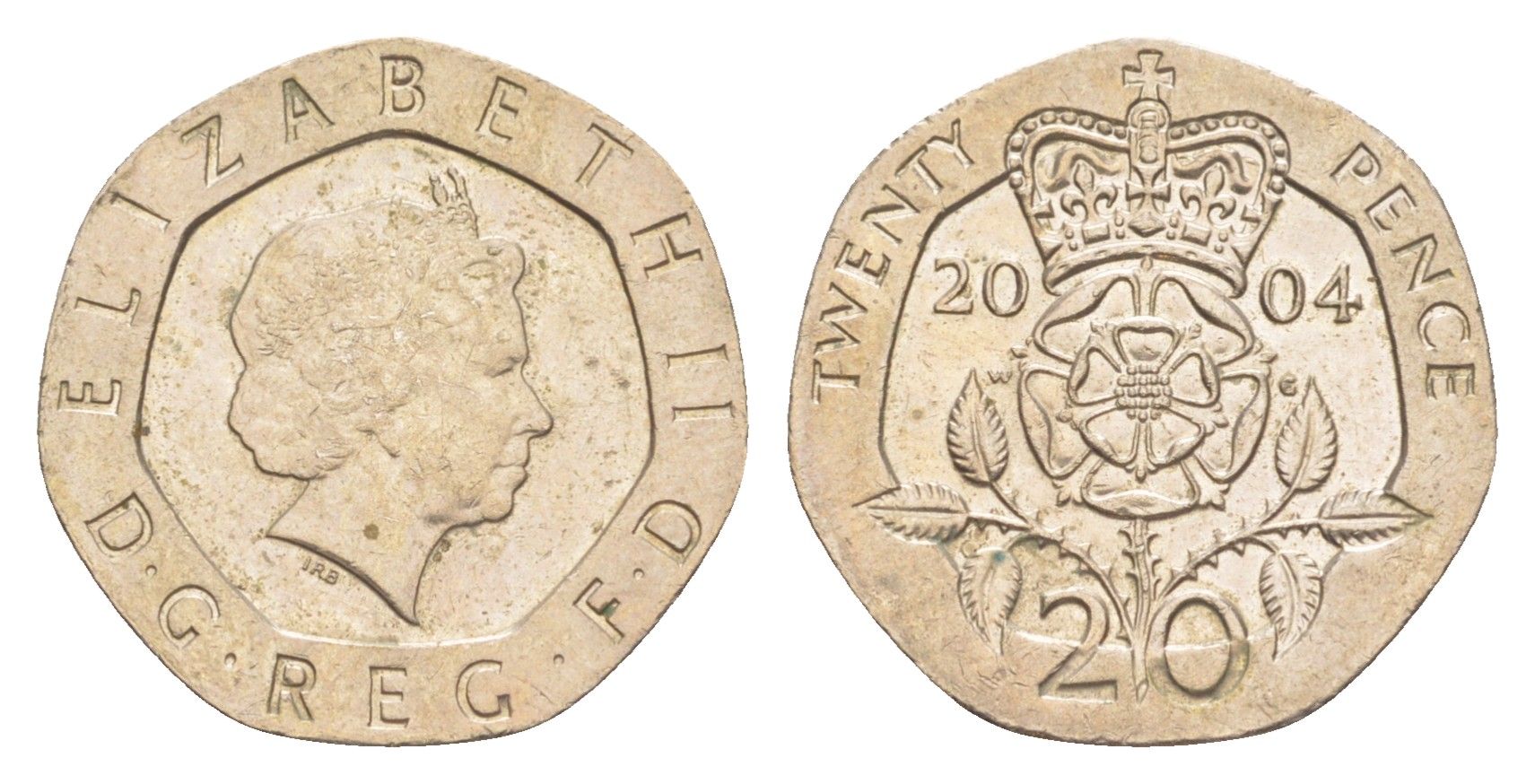 Великобритания 20 пенсов 2004 Елизавета II (1952-2022) KM 990, Spink 4630 (G3) медно-никель 4639-932