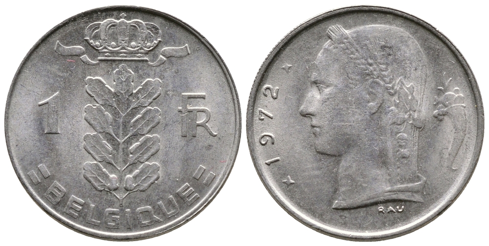 Бельгия 1 франк 1972 Belgique, Бодуэн I (1951-1993) KM 142.1 медно-никель 259-753