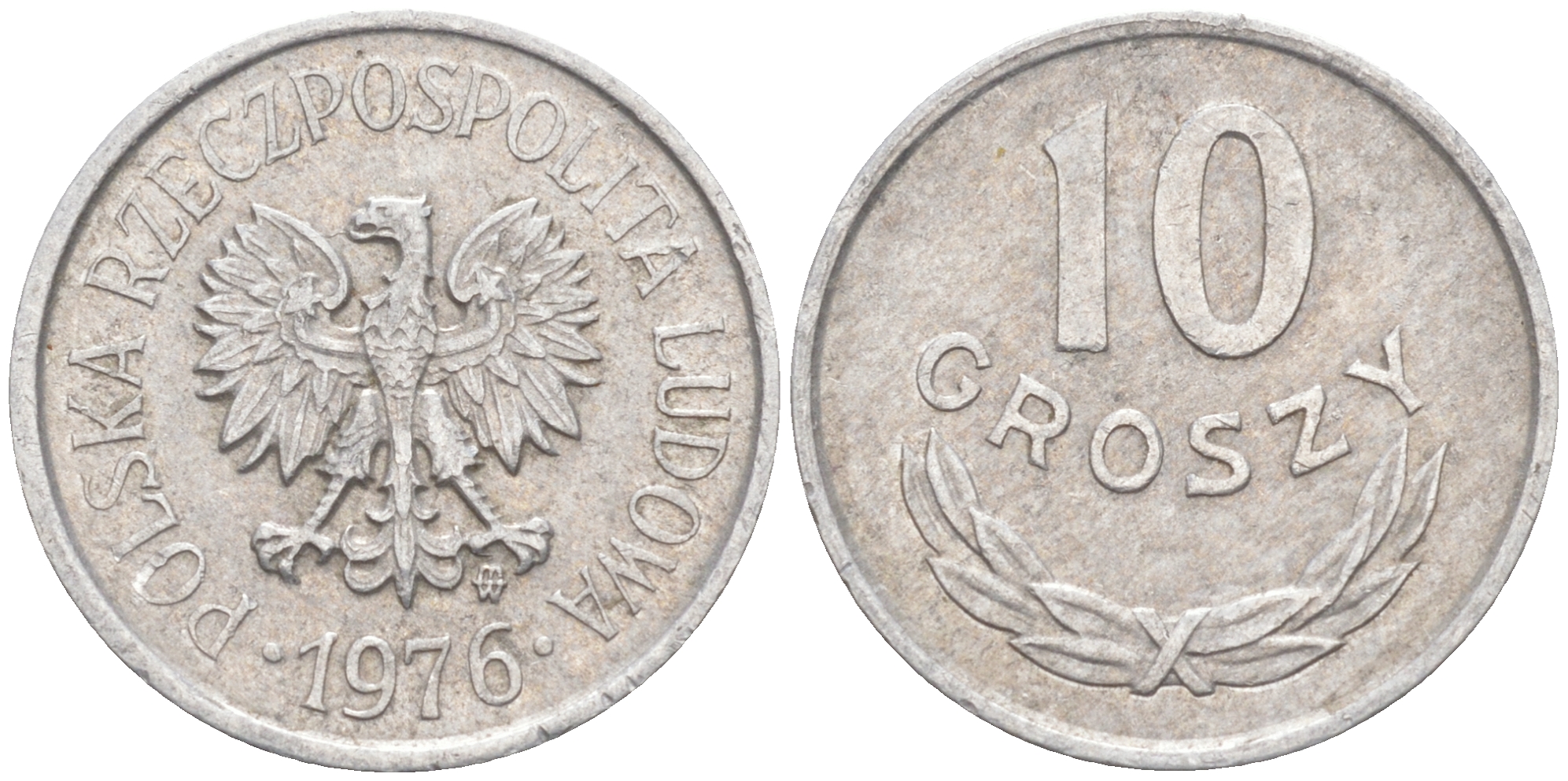 ПОЛЬША 10 ГРОШЕЙ 1976 MW KM АА47 алюминий 187-915