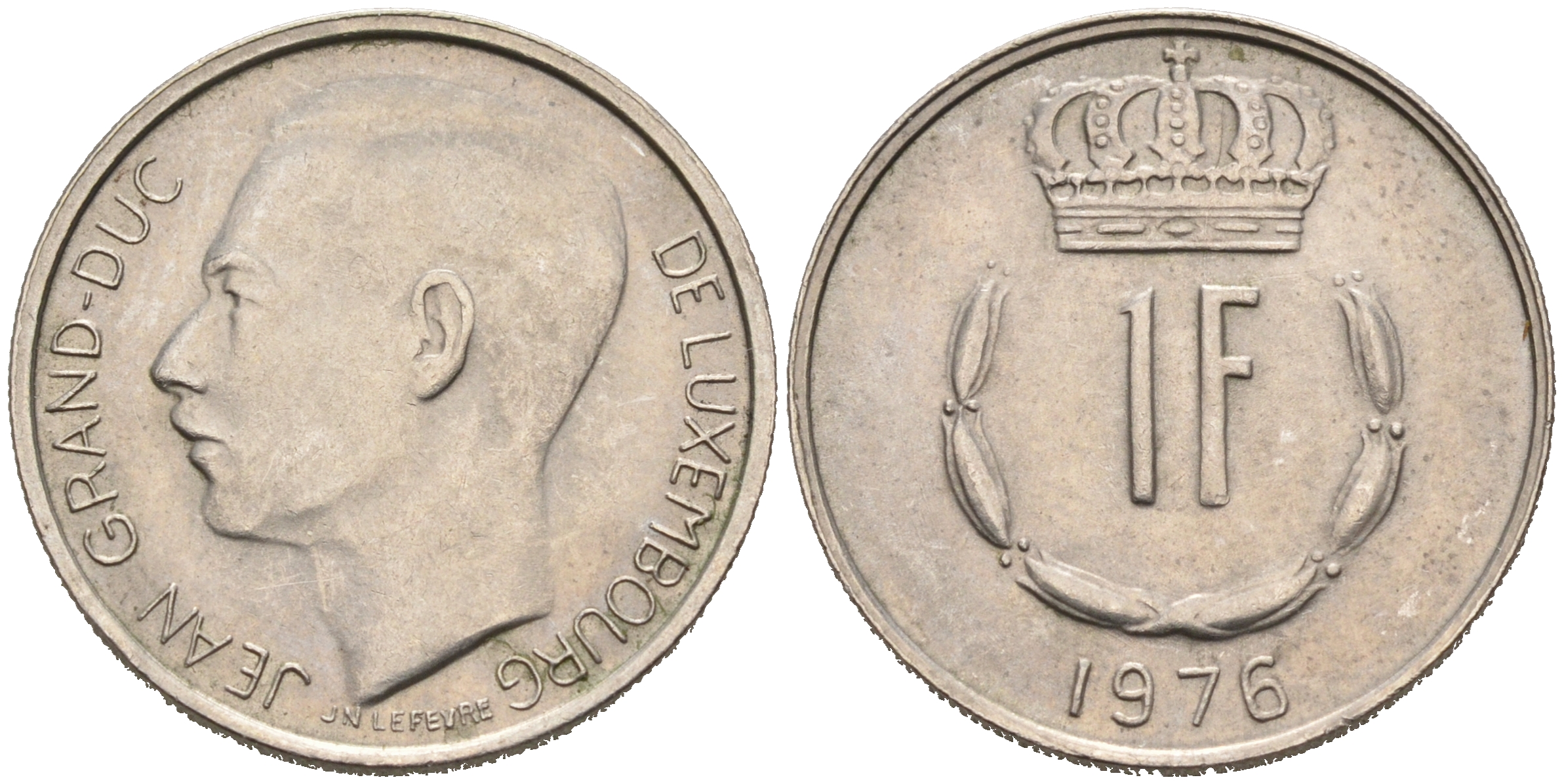 ЛЮКСЕМБУРГ 1 ФРАНК 1976 ВЕЛИКИЙ ГЕРЦОГ ЖАН KM 55 медно-никель UNC 4589-431