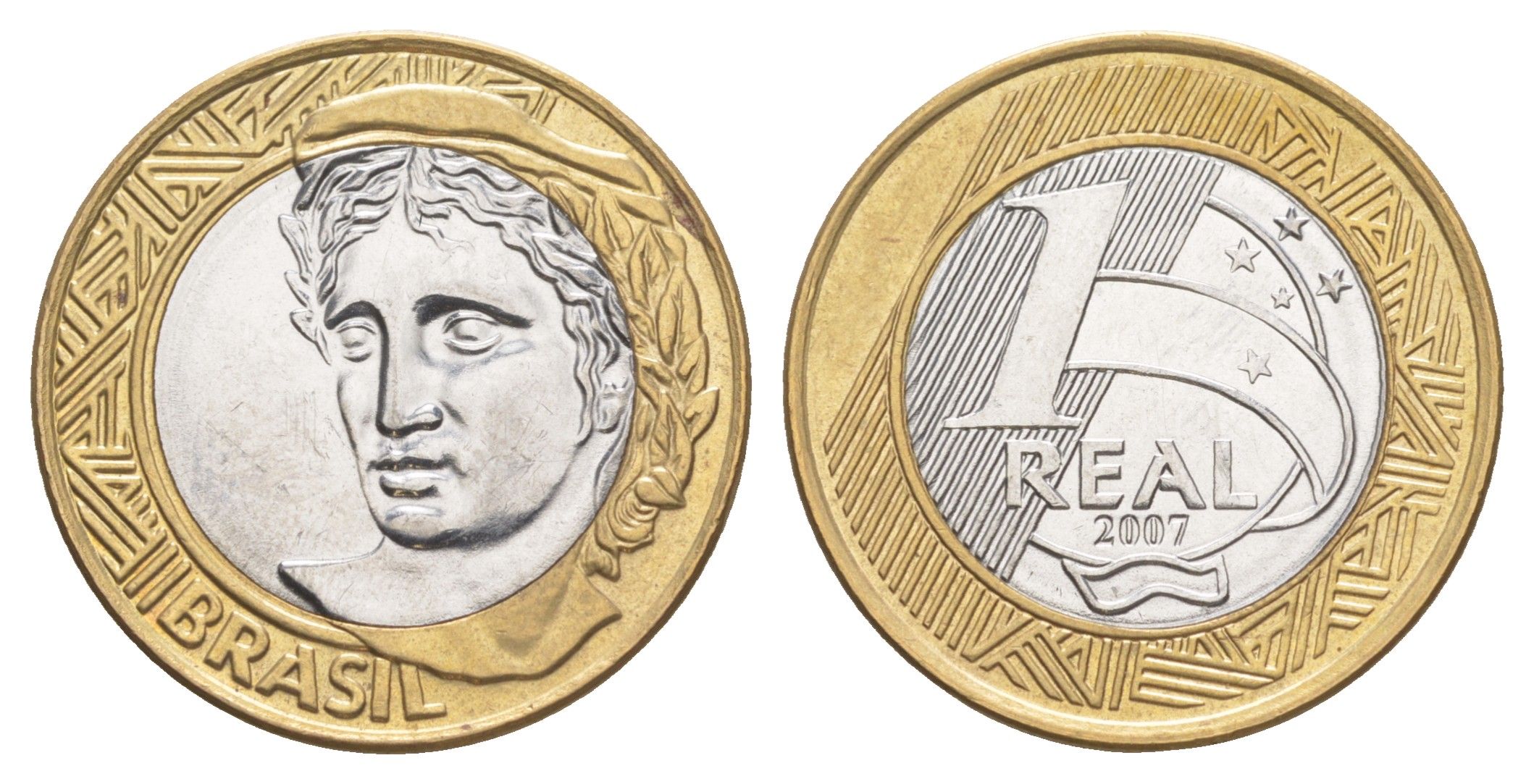 Бразилия 1 реал 2007 KM 652a биметалл UNC 4646-123