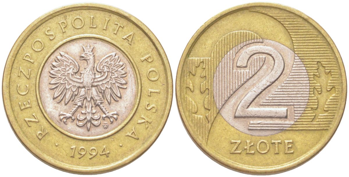 Польша 2 злотых 1994 Y 283 биметалл 4614-661