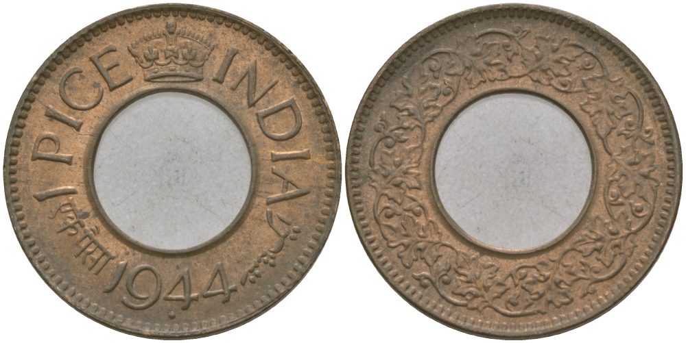 Британская Индия 1 пайс 1944 Георг VI (1936-1952) KM 533 бронза 33-1051