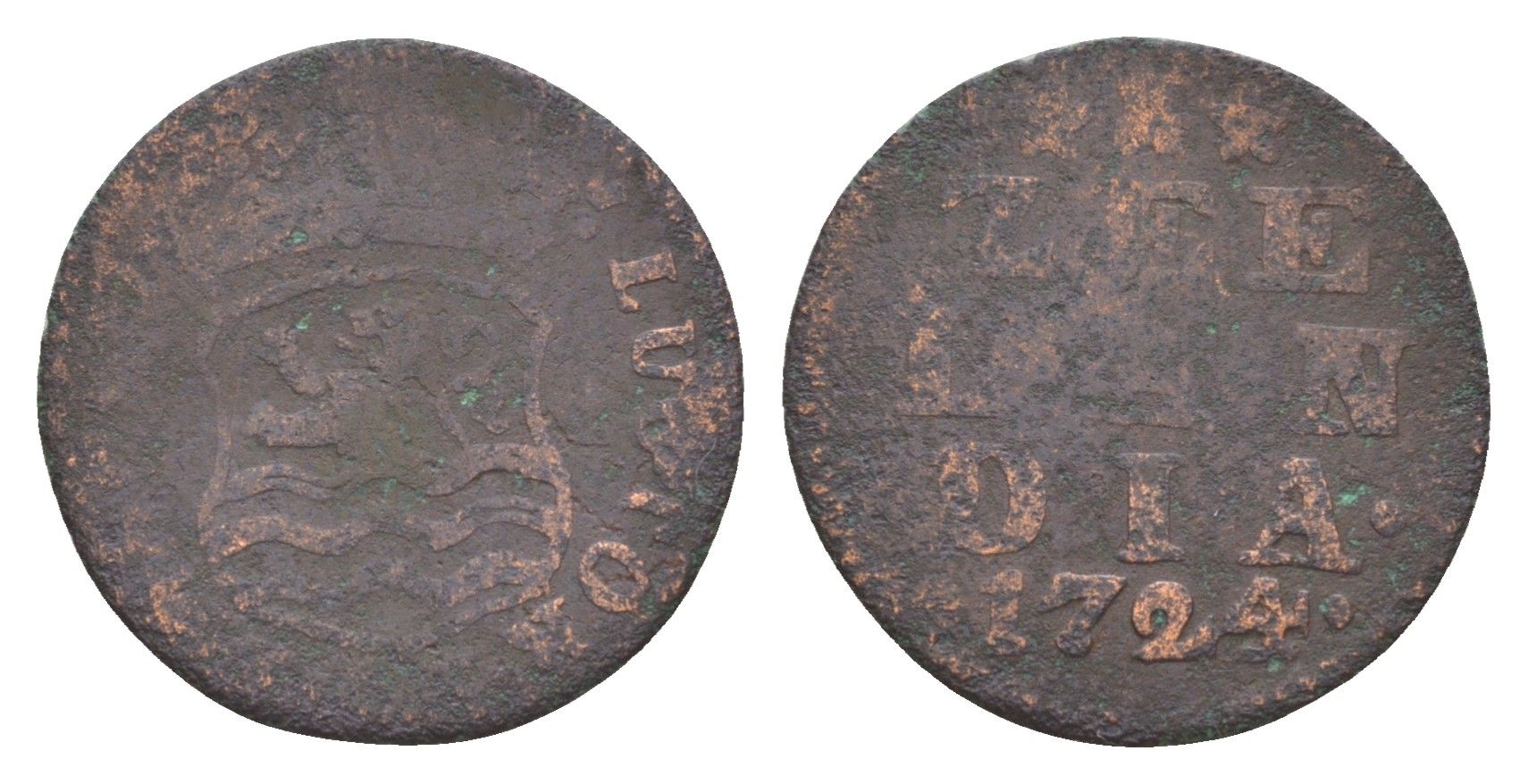 Нидерланды, Голландская Республика, Зеландия 1 дуит 1724 KM 81 медь 4655-527