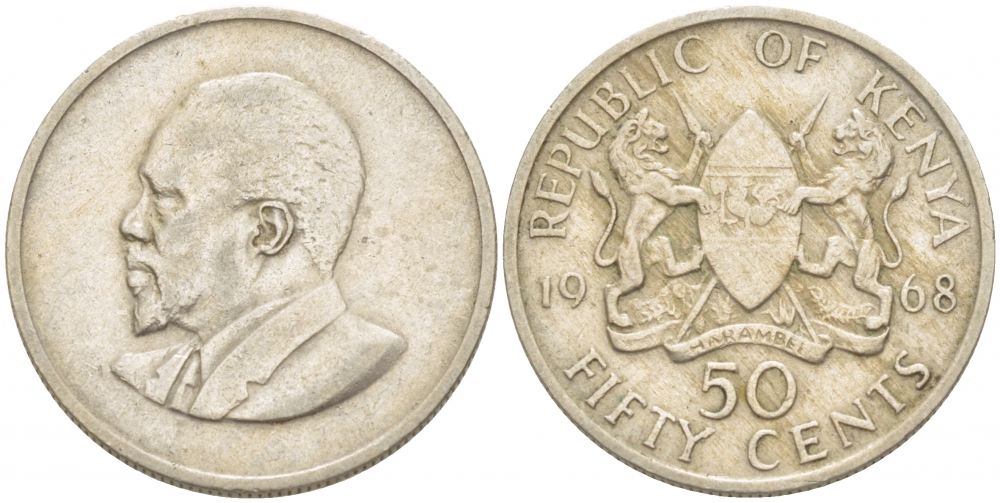 Кения 50 центов 1968 Джомо Кениата KM 4 медно-никель 213-752