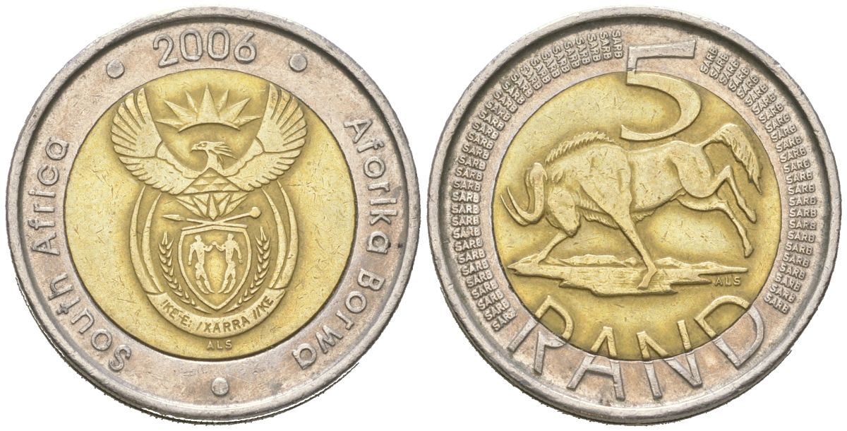 ЮАР 5 рандов 2006 KM 492 биметалл 4364-2445