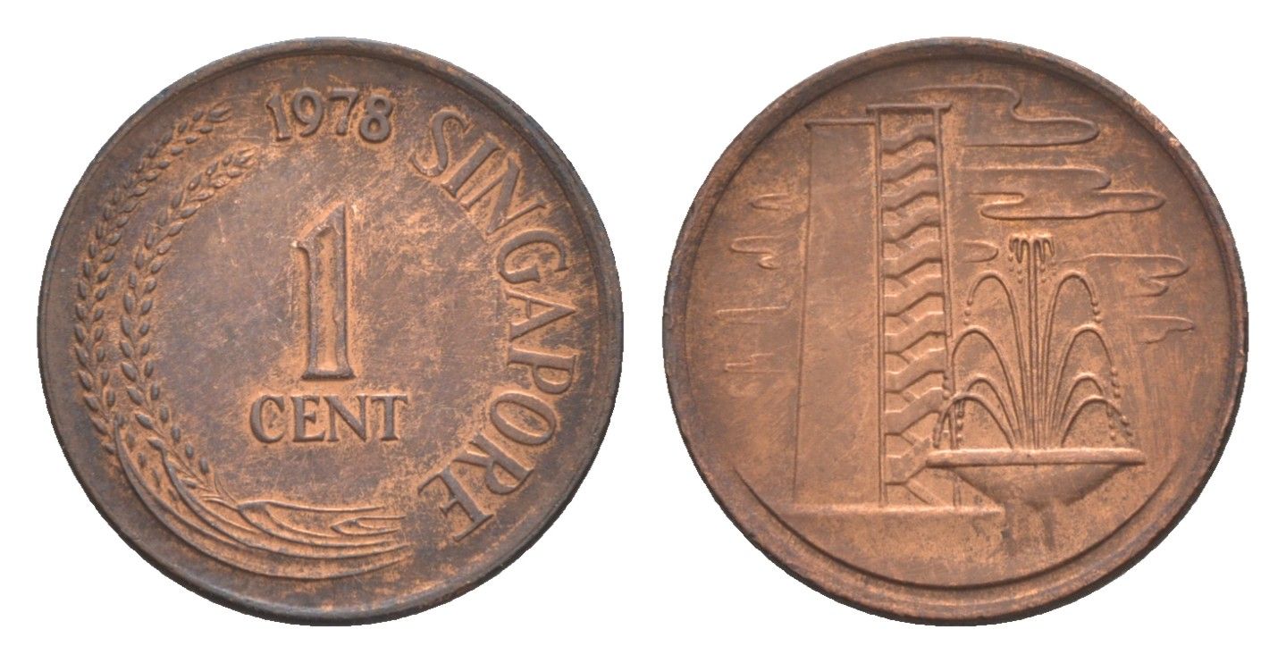 Сингапур 1 цент 1978 KM 1 a cталь с медным покрытием 4640-617