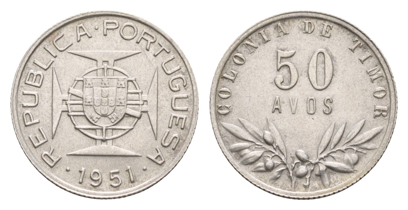 Португальский Тимор 50 аво 1951 KM 7 серебро 413-1643