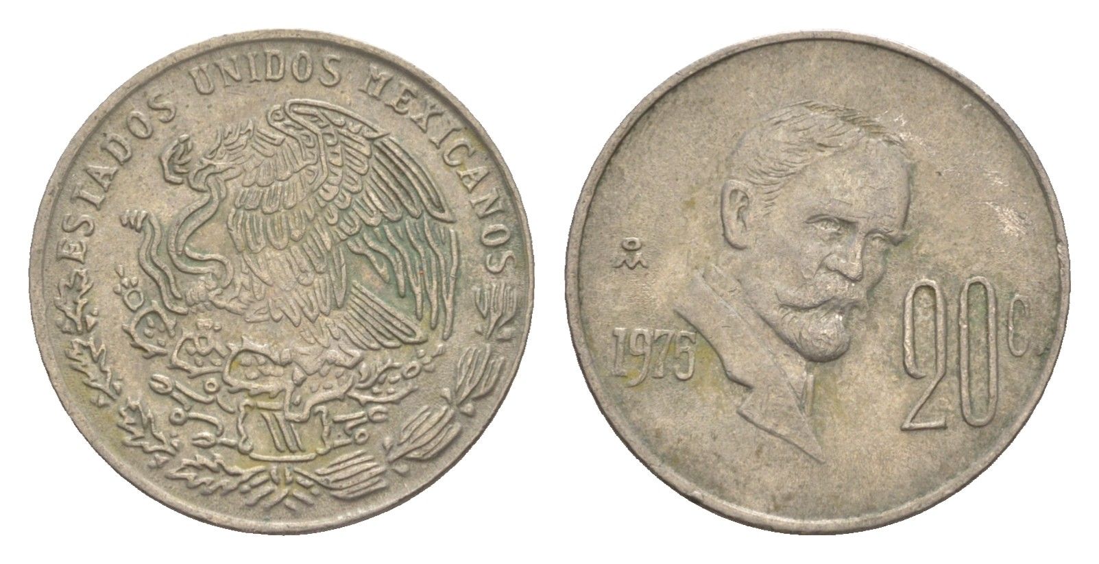 Мексика 20 сентаво 1975 Франциско Индалеси KM 442 медно-никель 4644-645