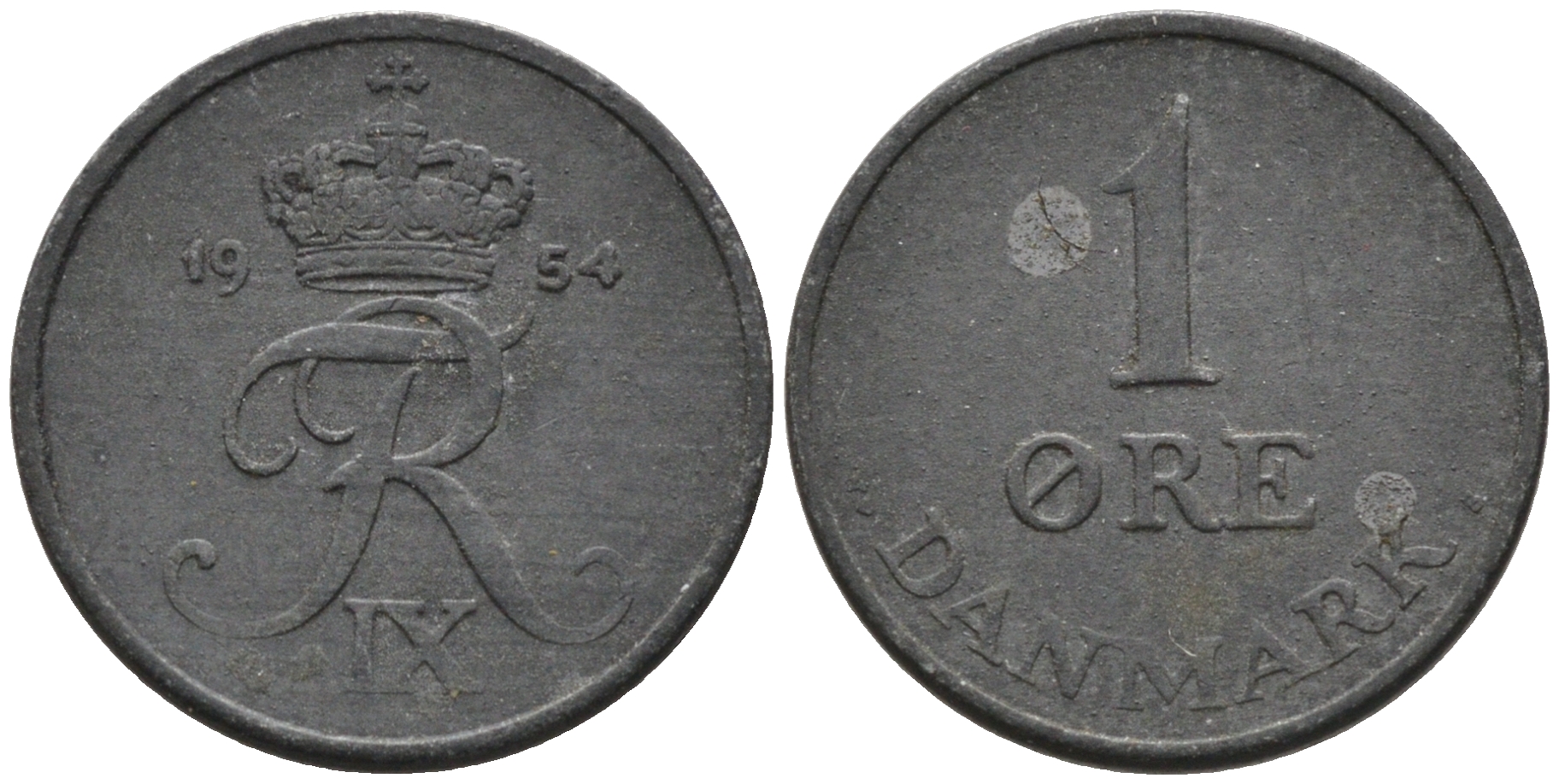 ДАНИЯ 1 ЭРЕ 1954 N; S, ФРЕДЕРИК IX (1947-1972) KM 839.1 цинк 4564-1138